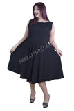 Dresses Plus 60's Vintage Design Black Sleeveless Flare Swing Party Dress