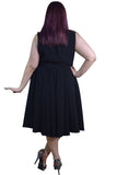 Dresses Plus 60's Vintage Design Black Sleeveless Flare Swing Party Dress