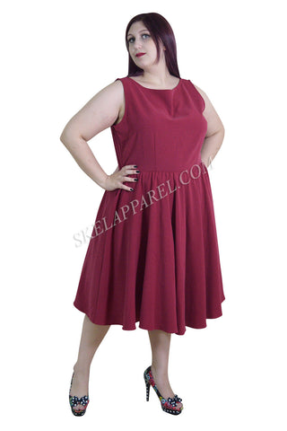 Dresses Plus 60's Vintage Design Red Sleeveless Flare Swing Party Dress