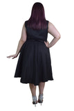 Dresses Plus Audrey Hepburn Style 60's Vintage Design Black Satin Flare Swing Party Dress