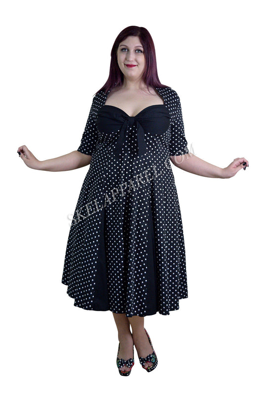 Dresses Plus Size 50's Retro Design Polka Dot Party Swing Dress