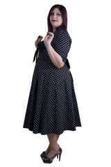 Dresses Plus Size 50's Retro Design Polka Dot Party Swing Dress