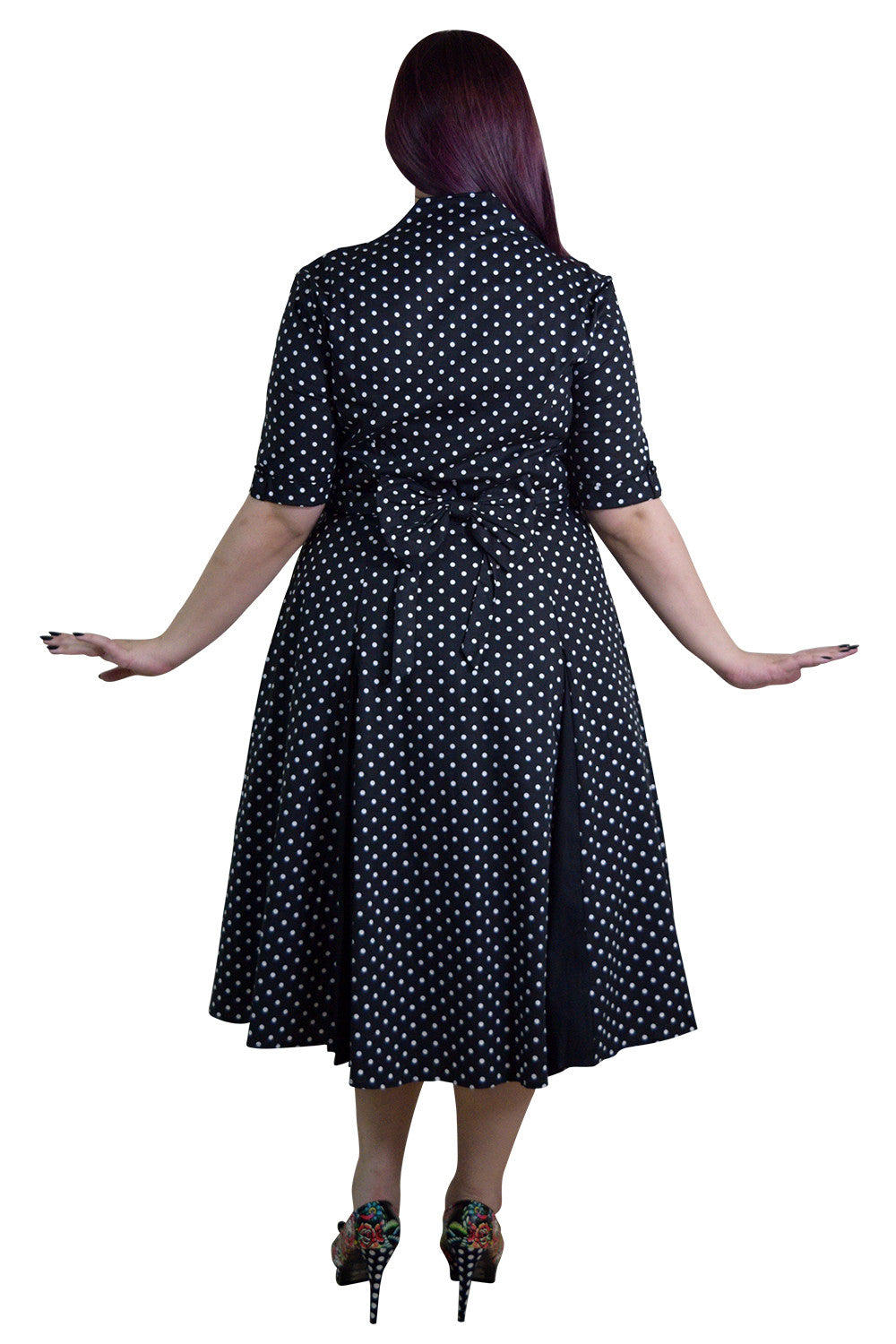 Dresses Plus Size 50's Retro Design Polka Dot Party Swing Dress
