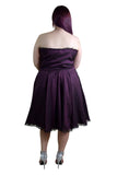 Dresses Plus Size Gothic Rockabilly Purple Satin Corset Lace-up Dress