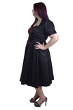 Dresses Plus Size Vintage 60's Queen of Hearts Two Tone Black and Burgundy Satin Dress