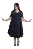 Dresses Plus Victorian Vintage Lace Insert Goth Elegance Black Flare Party Dress