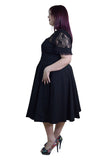 Dresses Plus Victorian Vintage Lace Insert Goth Elegance Black Flare Party Dress