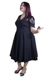 Dresses Plus Victorian Vintage Lace Insert Goth Elegance Black Flare Party Dress