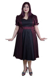 Dresses 16 (EU18) Plus Vintage 60's Queen of Hearts Two Tone Burgundy & Black Satin Party Dress