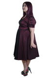 Dresses Plus Vintage 60's Queen of Hearts Two Tone Burgundy & Black Satin Party Dress