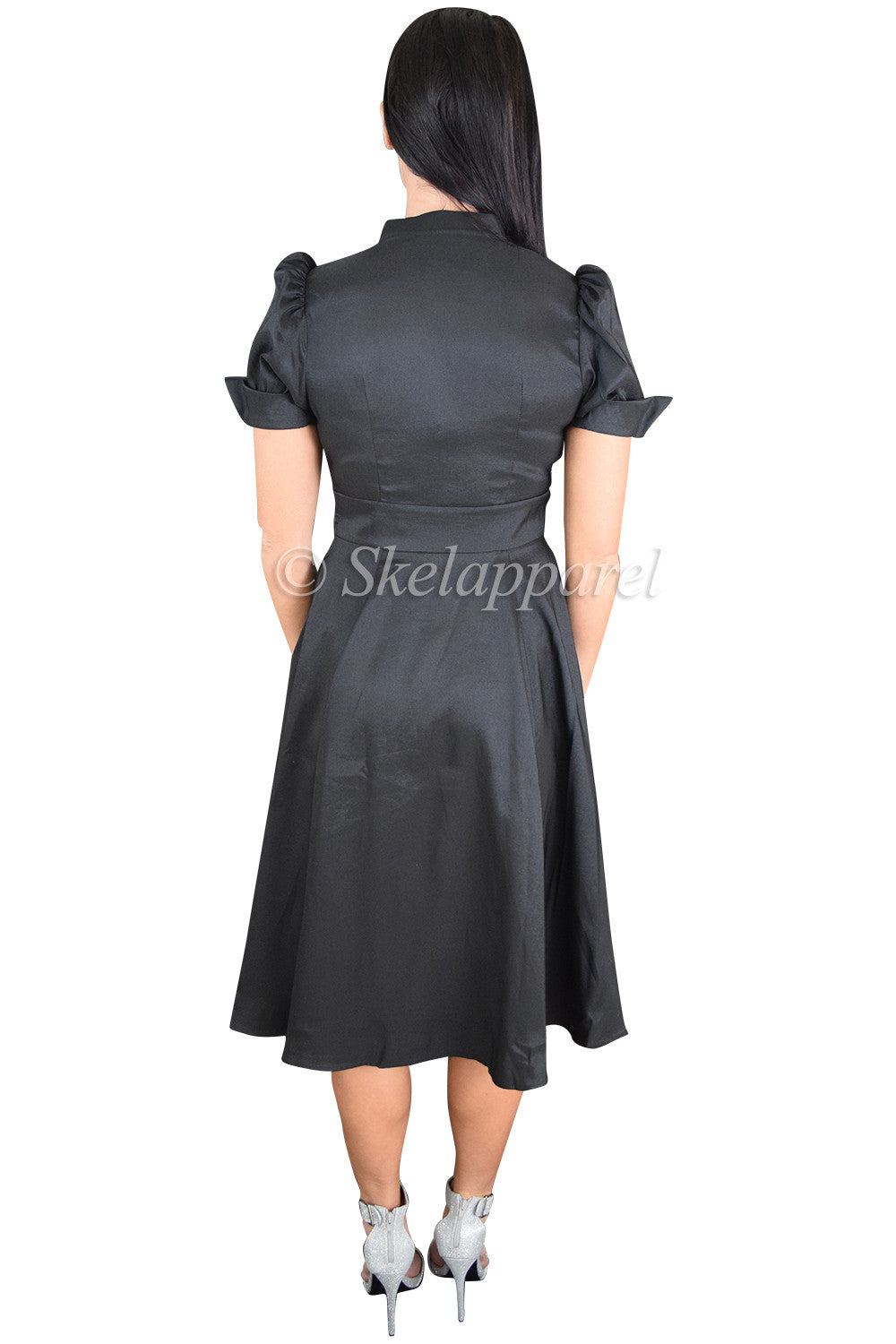 Dresses Retro Vintage 60's Queen of Hearts Black & Burgundy Two Tone Satin Dress