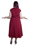 Dresses Rockabilly Vamp Plus 60's Vintage design Red Belted Party Dress with Bow Accent