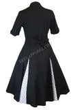 Dresses Vintage Rockabilly Black White Polka-dot plus size dress with sleeves
