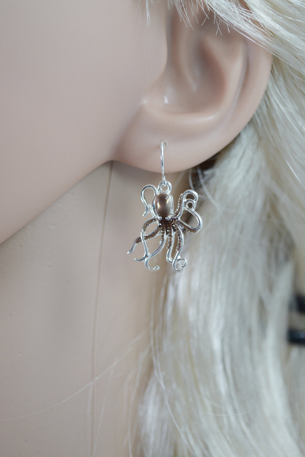 Jewellery Antique Silver Metal Steampunk Kraken Octopus Sea Life Dangle Earrings