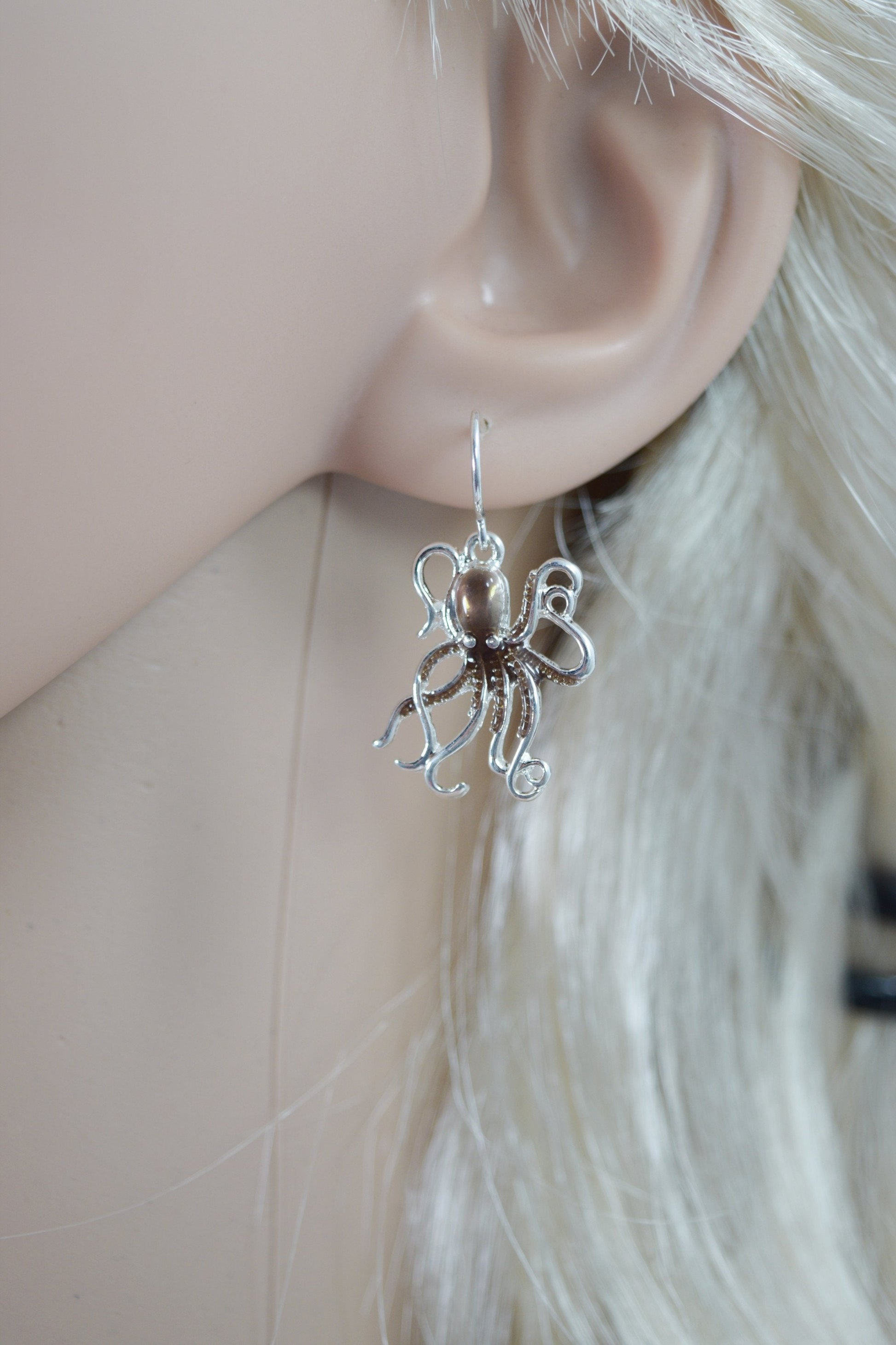 Jewellery Antique Silver Metal Steampunk Kraken Octopus Sea Life Dangle Earrings