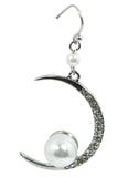Jewellery Cresent Moon with Imitation Pearl Accent Dangle Earrings