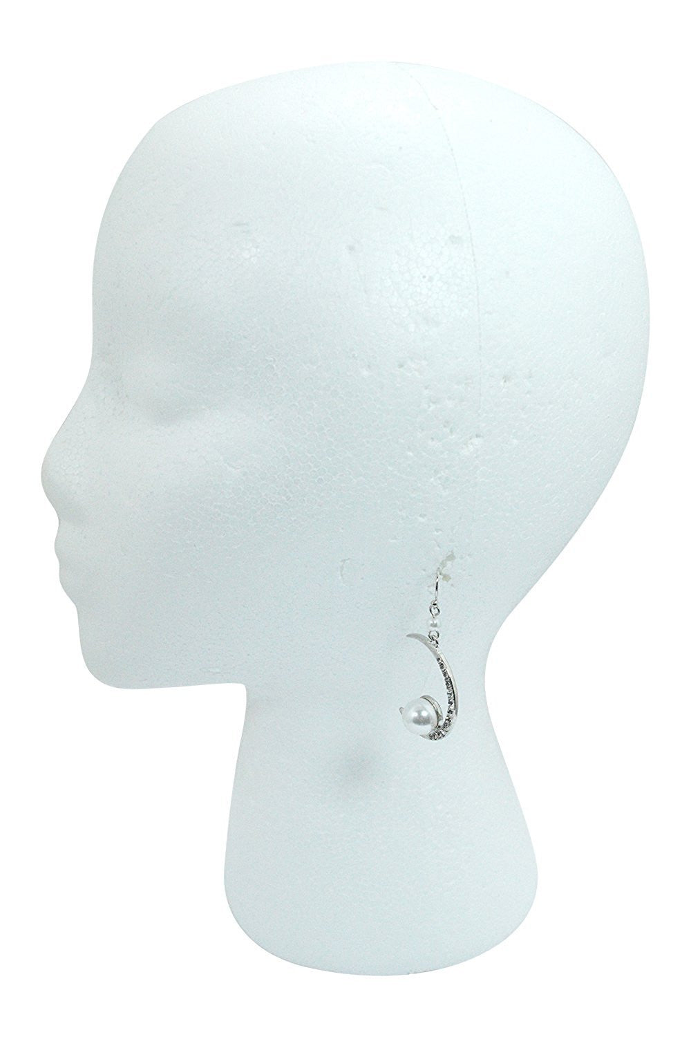 Jewellery Cresent Moon with Imitation Pearl Accent Dangle Earrings