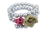 Jewellery Gray Day of the Dead Turquoise Skull and Rose Pearl Bracelet