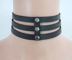 Jewellery SO-cage Rock Gothic Emo Punk Black leather Choker Necklace