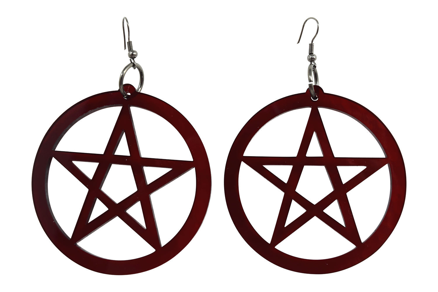 Jewellery Gothic Emo Witch Wicca Oversized Red Pentagram Earrings