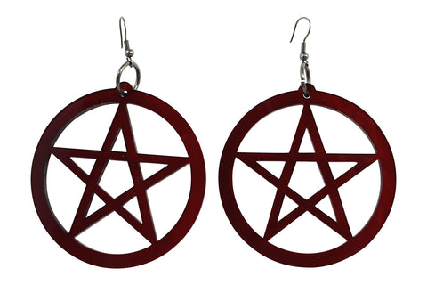 Jewellery Gothic Emo Witch Wicca Oversized Red Pentagram Earrings