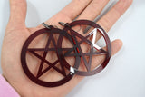 Jewellery Gothic Emo Witch Wicca Oversized Red Pentagram Earrings