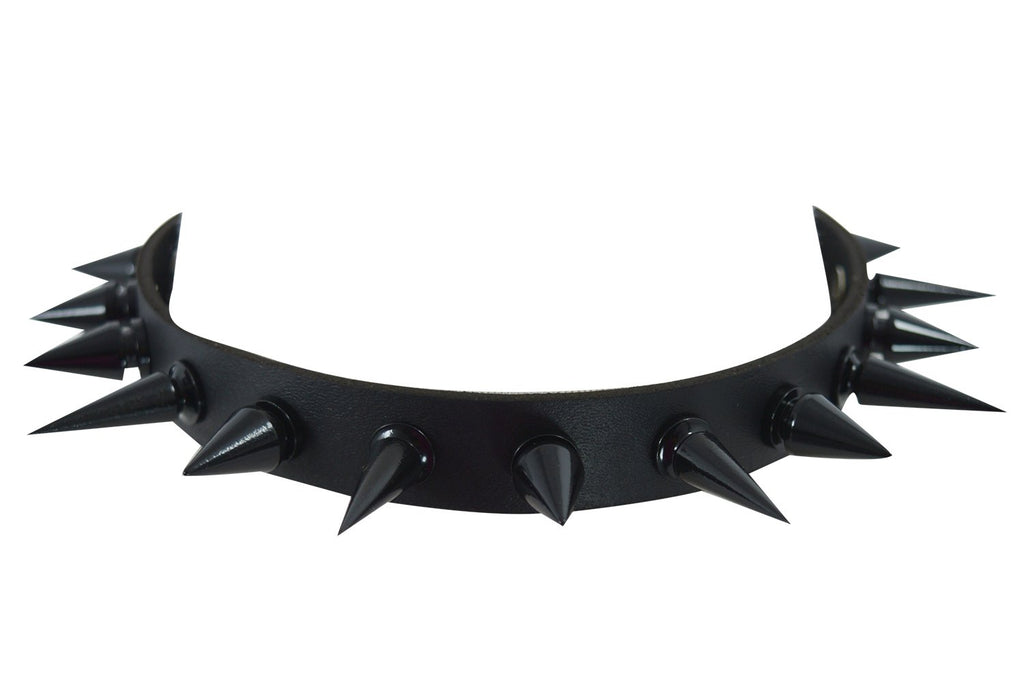 Jewellery Gothic Rivet Black Spikes Leather Choker Collar Necklace