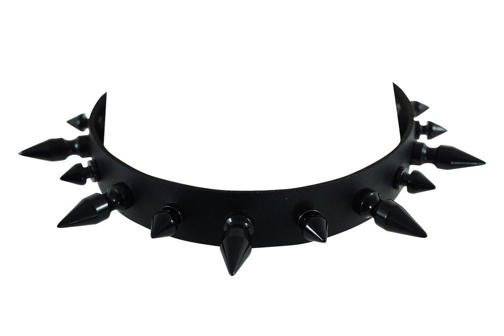 Gothic Rivet Black Spikes Leather Choker Collar Necklace