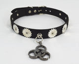 Jewellery Gothic Steampunk Biohazard Charm turbinel Studs Leather Choker Collar Necklace