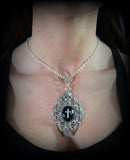 Jewellery Gothic Victorian Dark Beauty Black Faceted Onyx pendant Necklace