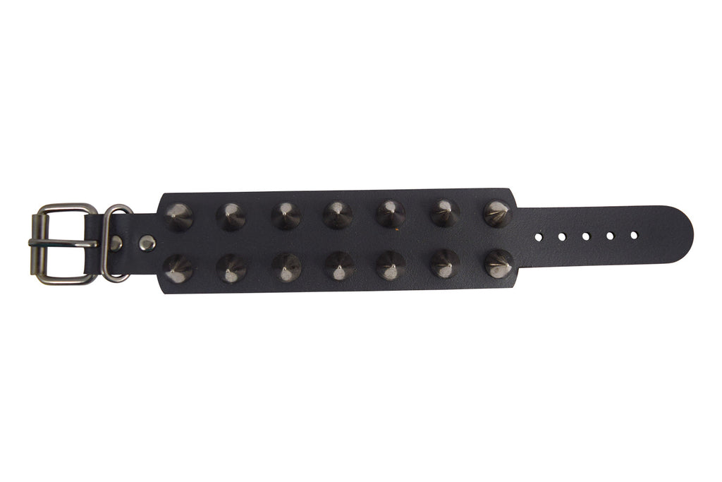 Gunmetal Spiked Gothic Emo Grunge Punk Rock Wide Black Leather Spike Bracelet