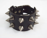 Jewellery Gunmetal Spiked Gothic Emo Grunge Punk Rock Wide Black Leather Spike Bracelet