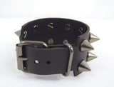 Jewellery Gunmetal Spiked Gothic Emo Grunge Punk Rock Wide Black Leather Spike Bracelet