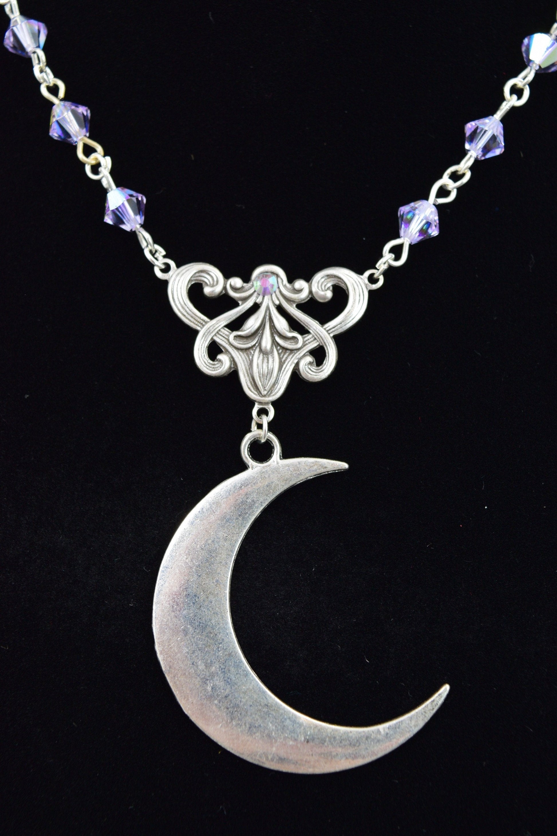 Jewellery Moon Love Crescent Moon with Lilac Crystal Eternal Love Necklace