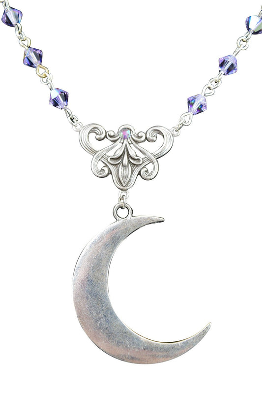 Jewellery Moon Love Crescent Moon with Lilac Crystal Eternal Love Necklace