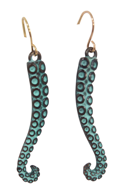 Jewellery Patina Octopus Tentacle Earrings, Octopus legs Earrings, Tentacles Earrings