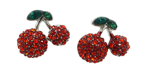 Jewellery Pinup Girl Cherry Love Red Crystal Earrings - Fruit Earrings