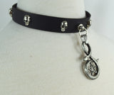 Jewellery Punk Rock Emo Snake and Pentagram Charm Skull Stud Leather Choker Collar Necklace