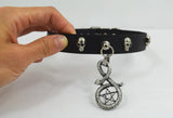 Jewellery Punk Rock Emo Snake and Pentagram Charm Skull Stud Leather Choker Collar Necklace
