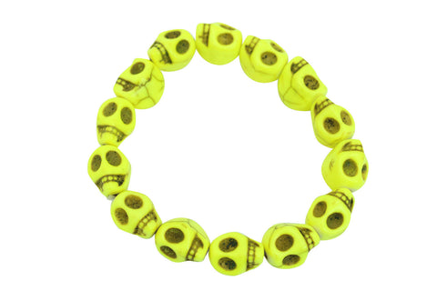 Jewellery fluorescent yellow Skull beads Stretch Bracelet