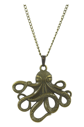 Jewellery Bronze Victorian Steampunk Vintage Toilers of the Sea Octopus Kraken Necklace