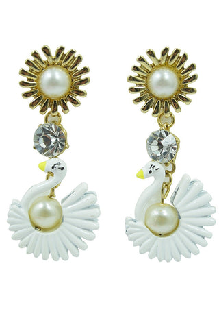 Jewellery White Swan Whimsical Bird Earrings
