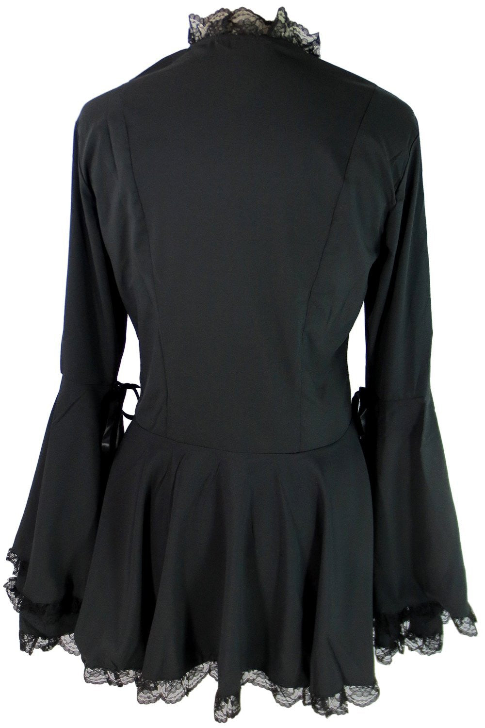 Plus size Victorian Gothic Steampunk Bell Sleeves Ribbon Lace Top