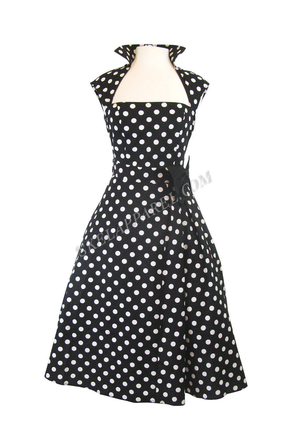 Vintage Inspired Polka Dot Swing Dress Retro Party Dress 8 / Black Vintage Inspired Polka Dot Swing Dress Retro Party Dress 8 / Black
