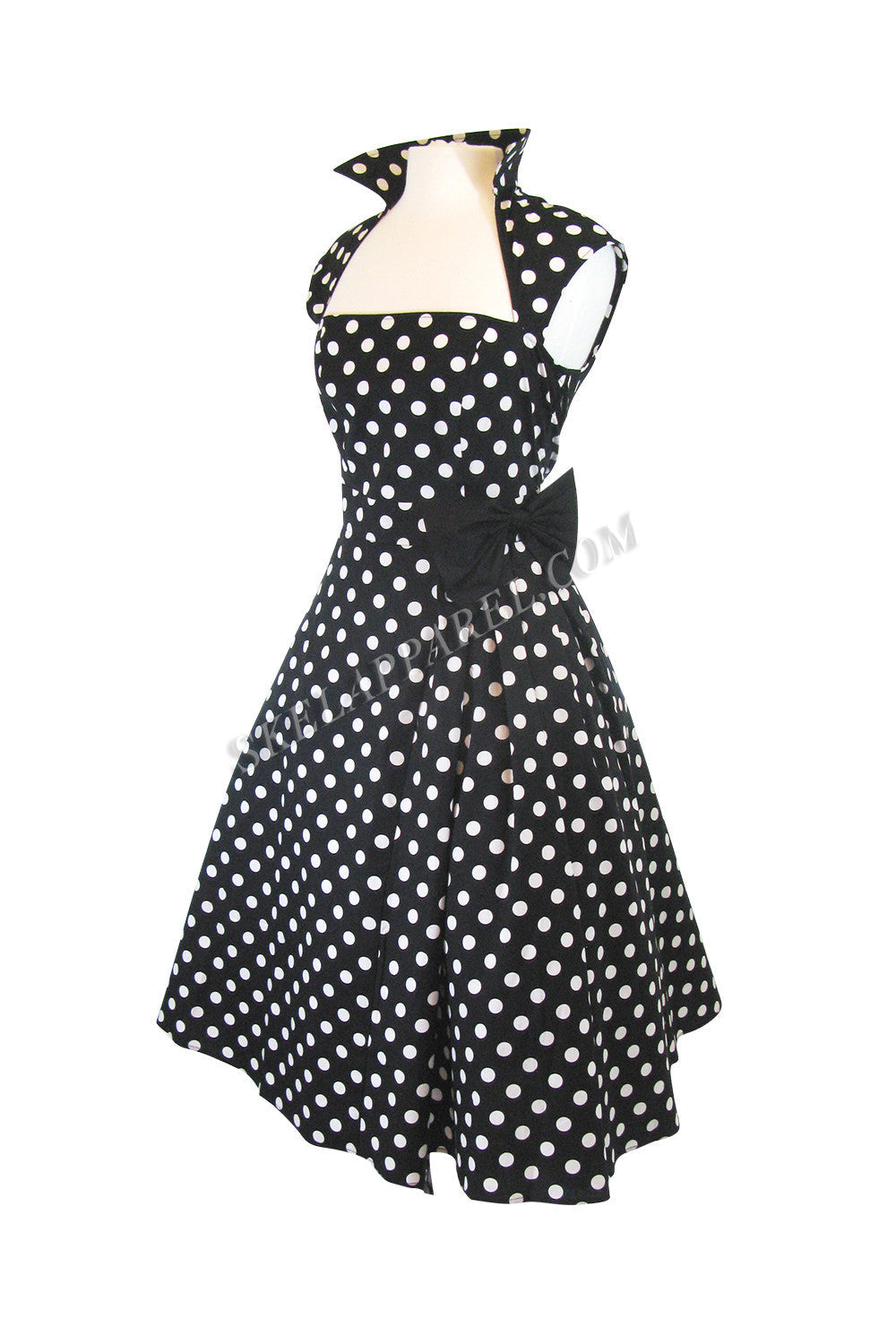 Dresses 60's Vintage Inspired black white Polka Dot print Swing Dress