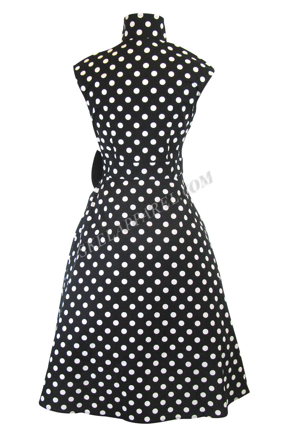 Dresses 60's Vintage Inspired black white Polka Dot print Swing Dress