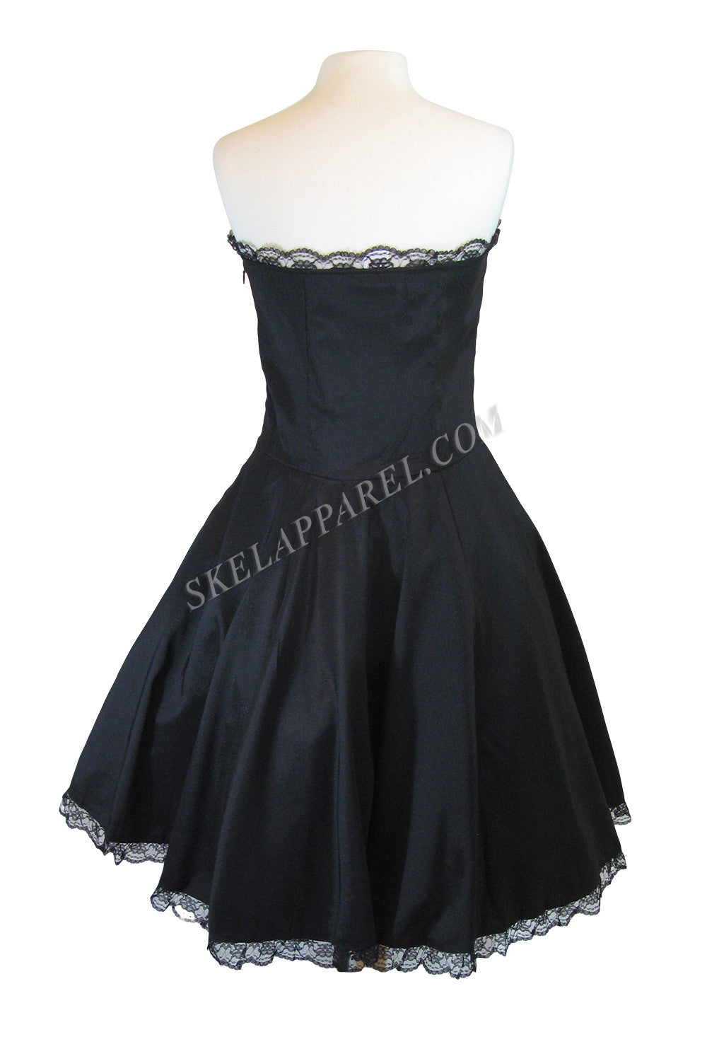 Victorian Style Satin ribbon Strapless Black Satin Corset Lace-up Dress 12 (EU44) / Black Victorian Style Satin ribbon Strapless Black Satin Corset Lace-up Dress 12 (EU44) / Black