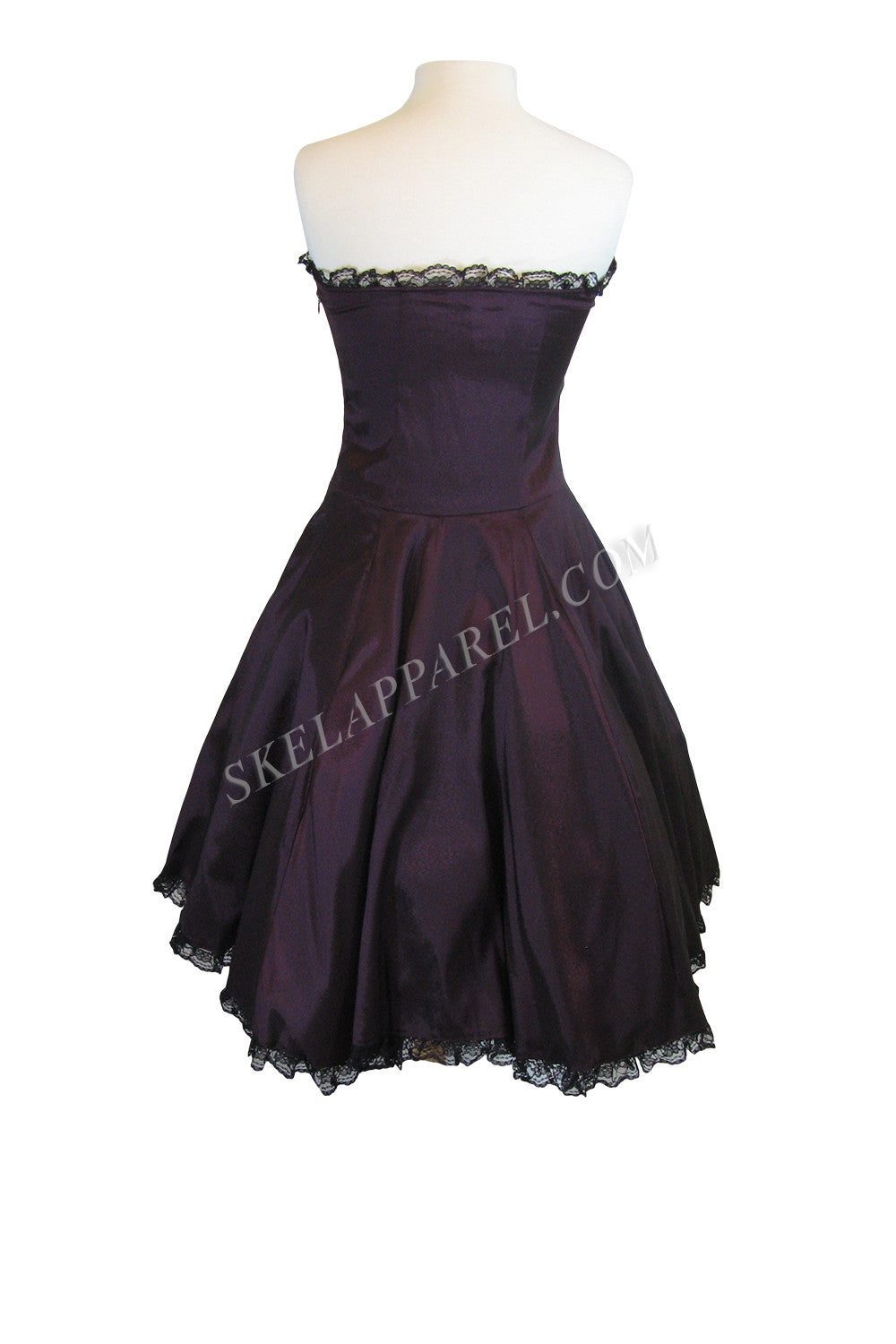 Victorian Style Satin ribbon Strapless Purple Satin Corset Lace-up Dress 10 (EU42) / Purple Victorian Style Satin ribbon Strapless Purple Satin Corset Lace-up Dress 10 (EU42) / Purple