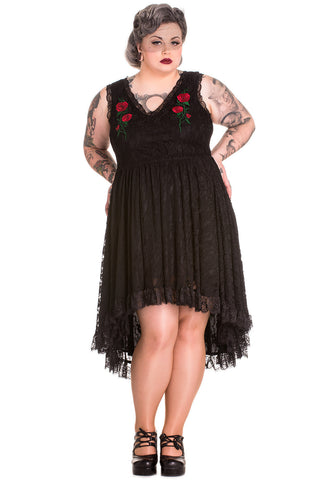 Dresses Spin Dr. Gothic Midnight Dance Black Floral Lace High-low Party Dress