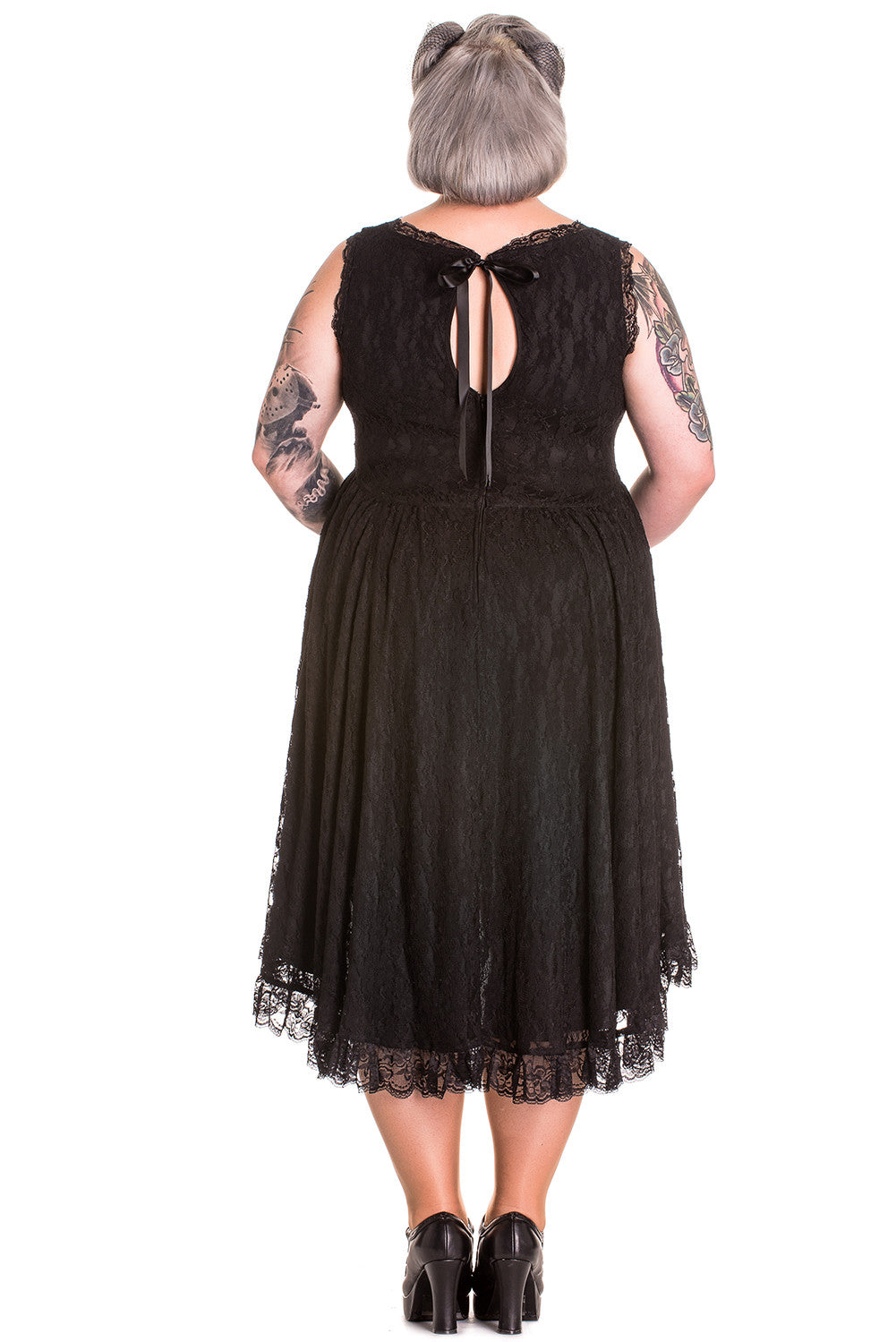 Hell Bunny Floral Lace Black Cocktail Party Dress Hi-Lo Dress Skelapparel Hell Bunny Floral Lace Black Cocktail Party Dress Hi-Lo Dress Skelapparel